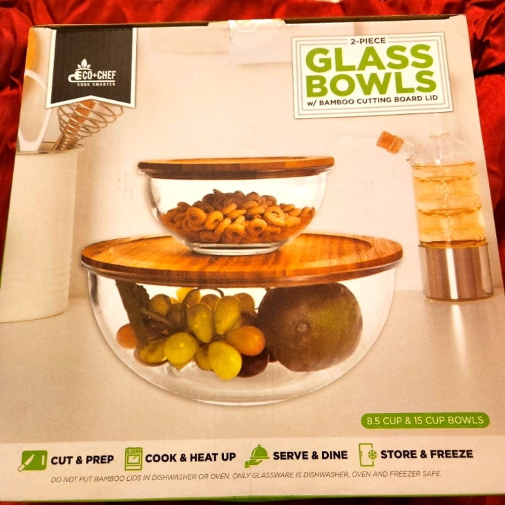 Sold--                                     2 PC glass bowls w/ cutting board lid